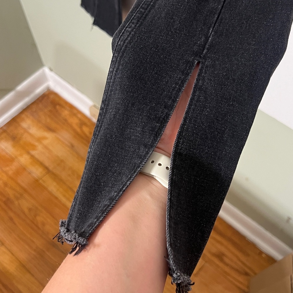 Abercrombie & Fitch Skinny High Rise Split Hem Black Jeans Women Size 4R/27 - Picture 3 of 6